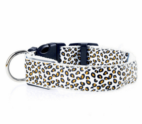 Glow-in-the-dark LED pet collar for nighttime walk visibility