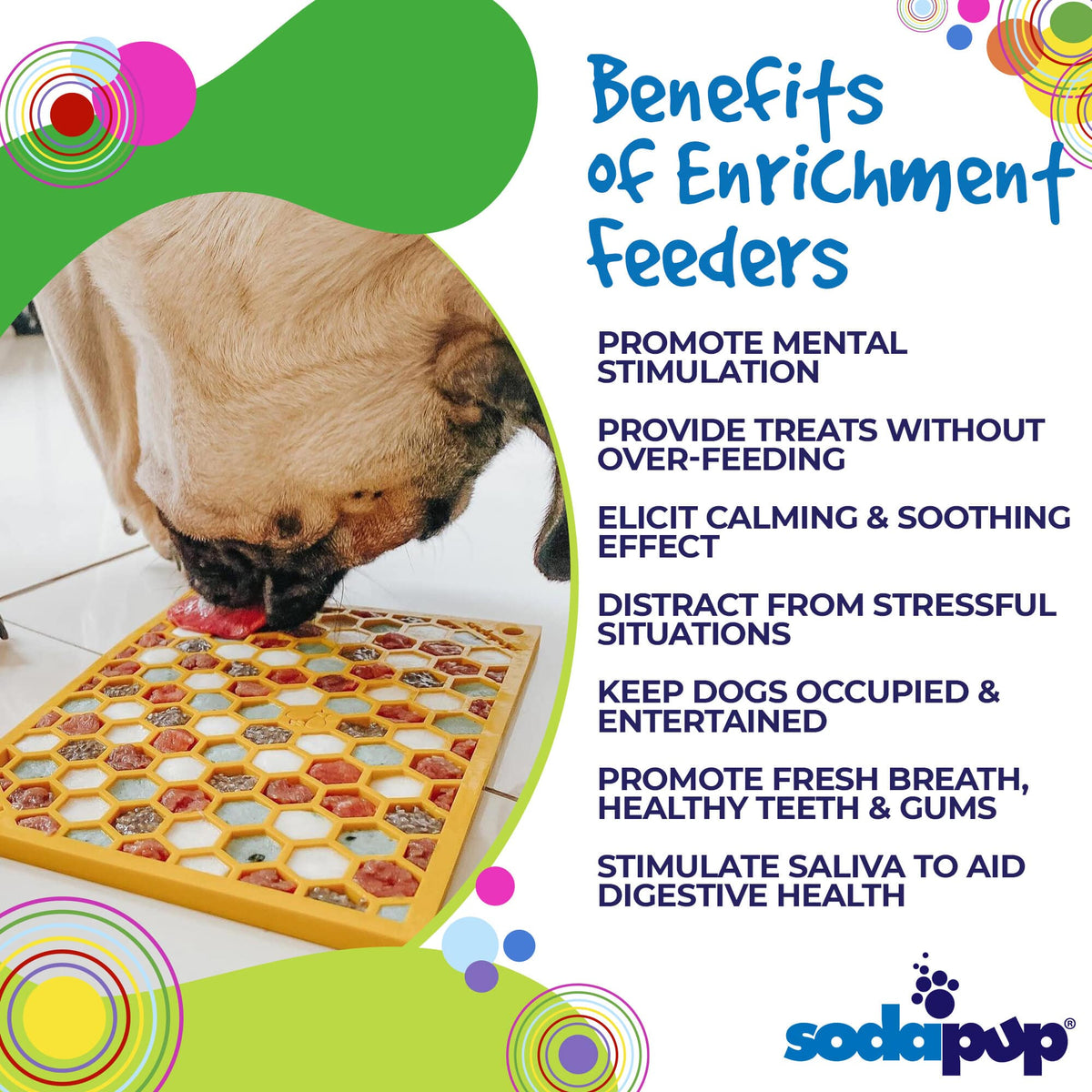 SodaPup Honeycomb eMat Lick Mat for Dogs & Cats – USA Made