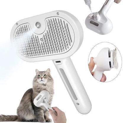 Self-Cleaning Mist Pet Brush – 3-in-1 Steam Grooming Comb for Cats & Dogs