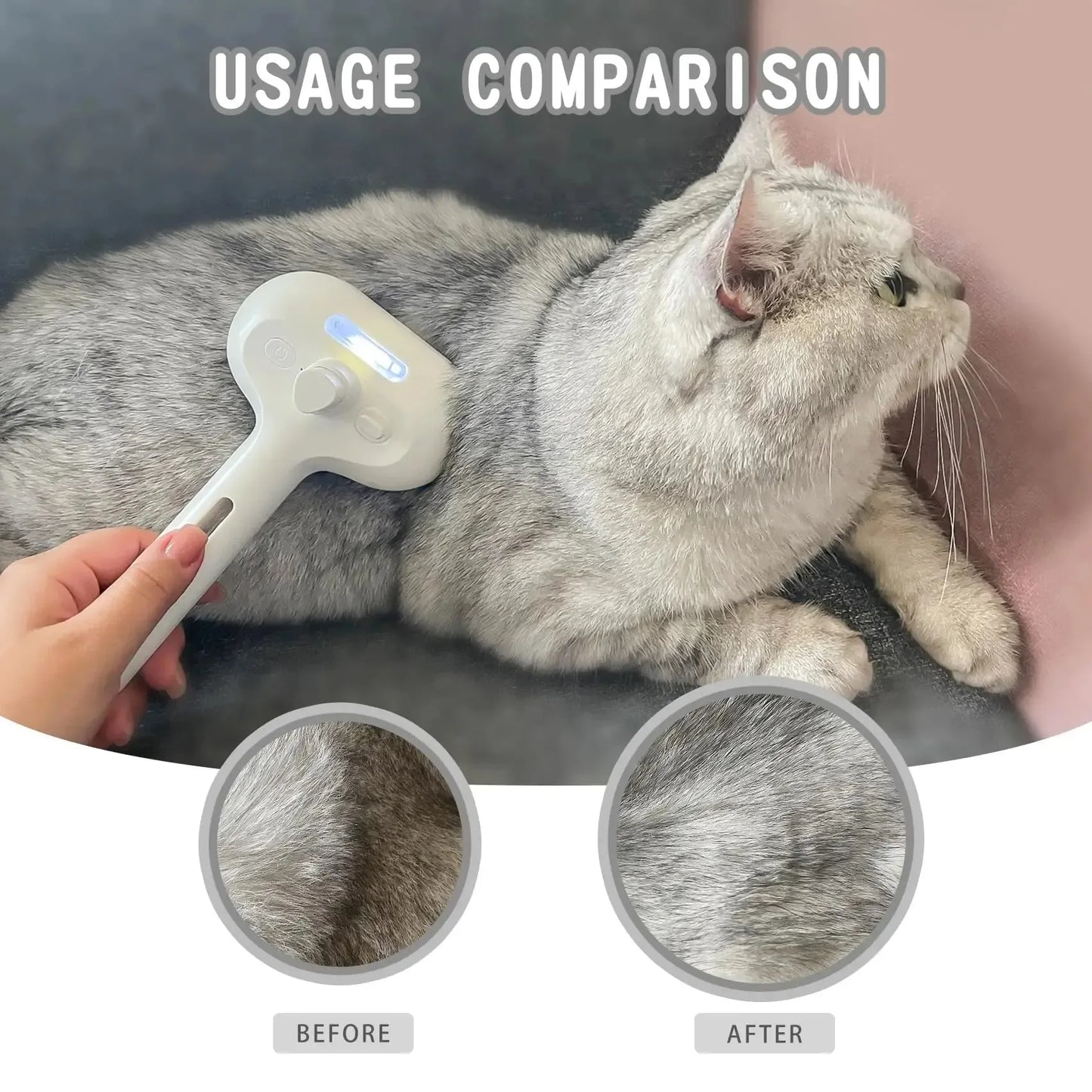 Self-Cleaning Mist Pet Brush – 3-in-1 Steam Grooming Comb for Cats & Dogs