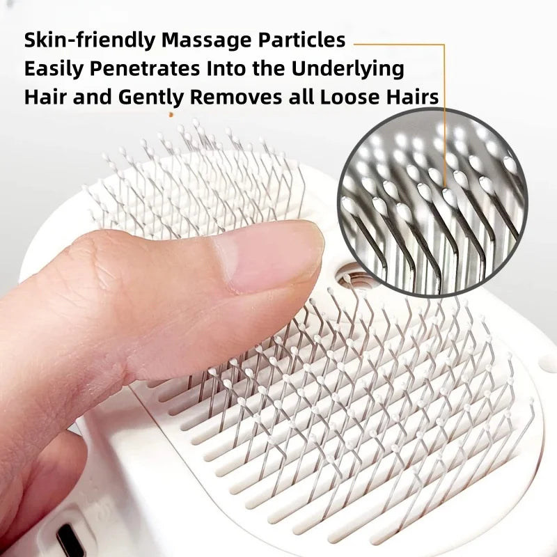 Self-Cleaning Mist Pet Brush – 3-in-1 Steam Grooming Comb for Cats & Dogs